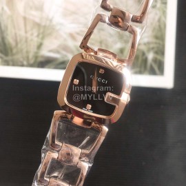 Gucci Original Fashion Hollow Strap Black Dial Watch Rose Gold
