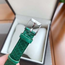 Gucci Frame Square Dial Leather Strap Watch Green