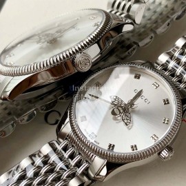 Gucci Bee Pattern Pointer White Dial Quartz Watch