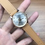 Gucci Sapphire Crystal Glass Leather Strap Watch Brown