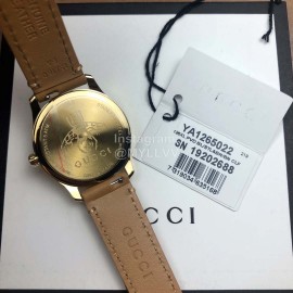 Gucci Sapphire Crystal Glass Leather Strap Watch Brown
