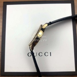 Gucci Sapphire Crystal Glass Leather Strap Watch Black