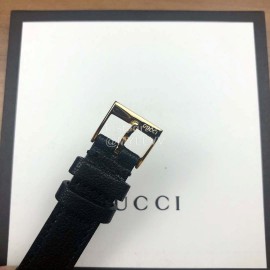 Gucci Sapphire Crystal Glass Leather Strap Watch Black