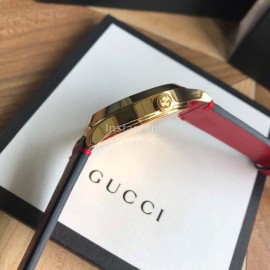 Gucci Butterfly Pattern Leather Strap Watch