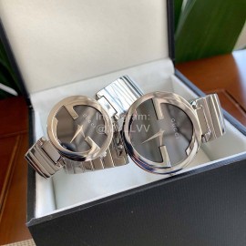 Gucci Double G Dial Sapphire Glass Steel Strap Watch