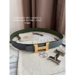 Hermes Constance Belt Gold Buckle Reversible Leather Strap 32mm Green