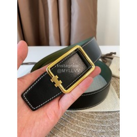 Hermes Fashion Leather Gold Buckle Reversible Strap 38mm Black