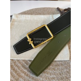 Hermes Fashion Leather Gold Buckle Reversible Strap 38mm Black