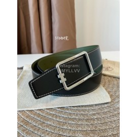 Hermes Fashion Leather Silver Buckle Reversible Strap 38mm Black