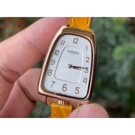 Galop D’Hermès Fashion Leather Strap Watch Orange