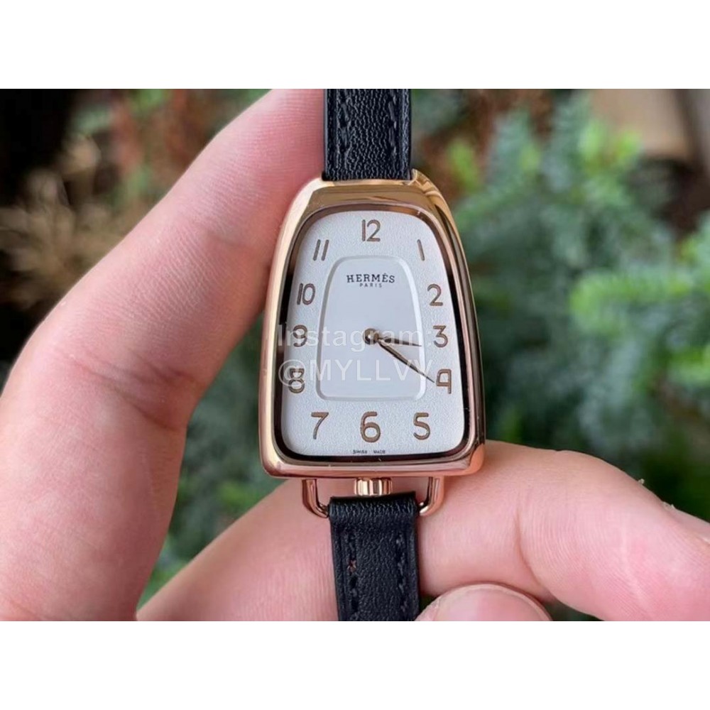 Galop D’Hermès Fashion Black Leather Strap Watch