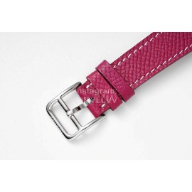 Hermes Arceau 316 Refined Steel Case Leather Strap Watch Wine Red