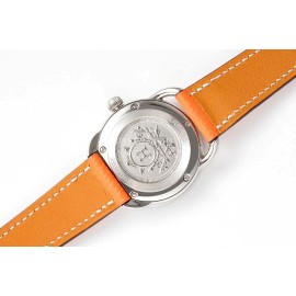 Hermes Arceau 316 Refined Steel Case Leather Strap Watch Orange
