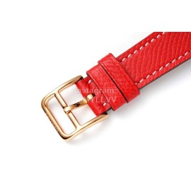 Hermes Arceau 316 Refined Steel Case Leather Strap Watch Red