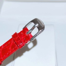 Galop D’Hermès Leather Strap Diamond Watch Red