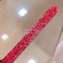 Galop D’Hermès Red Leather Strap Diamond Watch 