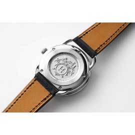 Hermes Arceau 34mm Round Dial Leather Strap Watch Black