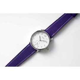 Hermes Arceau 34mm Round Dial Leather Strap Watch Purple