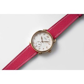 Hermes Arceau 34mm Round Dial Red Leather Strap Watch