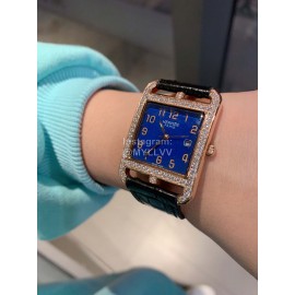 Hermes Cape Cod  Square Dial Diamond Watch Blue