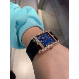 Hermes Cape Cod  Square Dial Diamond Watch Blue