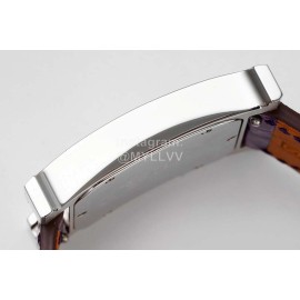Hermes Bv Factory Heure H Purple Leather Strap Watch