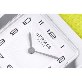 Hermes Bv Factory Heure H Yellow Leather Strap Square Dial Watch 