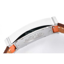 Hermes Bv Factory Heure H Orange Leather Strap Square Dial Watch 