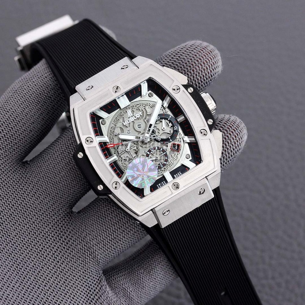 Hublot Spirit Of Big Bang Rubber Strap Mechanical Watch Silver