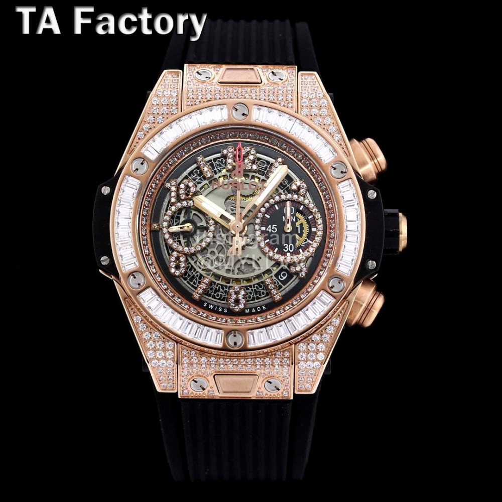 Hublot Ta Factory Diamond Waterproof Mechanical Watch Rose Gold