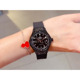 Hublot Fashion 36mm Dial Rubber Strap Watch For Women