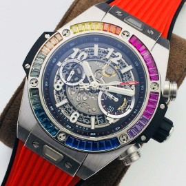 Hublot Hb Factory Red Rubber Strap Mechanical Watch