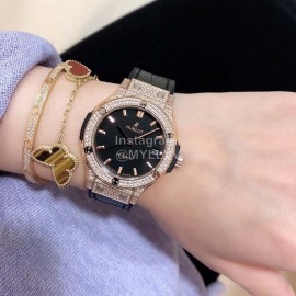 Hublot 38mm Dial Diamond Watch For Women Rose Gold
