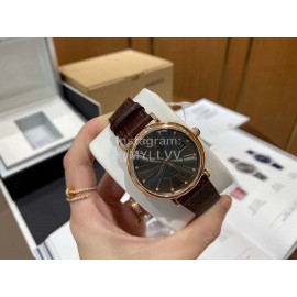 Iwc Sapphire Glass Leather Strap 37mm Dial Watch For Women Brown