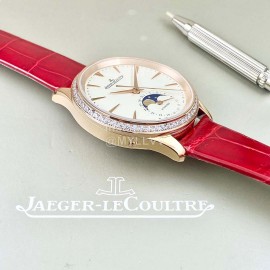 Jaeger Lecoultre 316 Refined Steel Leather Strap Watch For Women Red