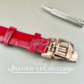 Jaeger Lecoultre 316 Refined Steel Leather Strap Watch For Women Red