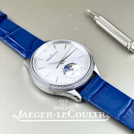 Jaeger Lecoultre 316 Refined Steel Leather Strap Watch For Women Blue