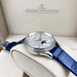 Jaeger Lecoultre 316 Refined Steel Leather Strap Watch For Women Blue