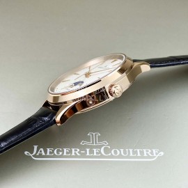Jaeger Lecoultre 316 Refined Steel Leather Strap Watch For Women Black