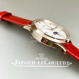 Jaeger Lecoultre 316 Refined Steel Red Leather Strap Watch For Women