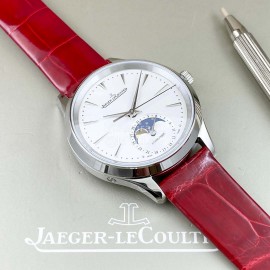 Jaeger Lecoultre Leather Strap 316 Refined Steel Watch For Women Red