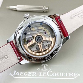 Jaeger Lecoultre Leather Strap 316 Refined Steel Watch For Women Red