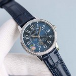 Jaeger Lecoultre Leather Strap 34mm Dial Diamond Watch Navy