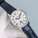 Jaeger Lecoultre Leather Strap 34mm Dial Diamond Watch