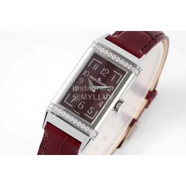 Jaeger Lecoultre 316l Steel Case Square Dial Watch Wine Red