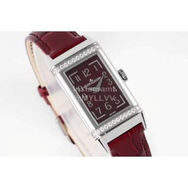 Jaeger Lecoultre 316l Steel Case Square Dial Watch Wine Red