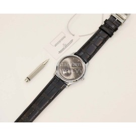 Jaeger Lecoultre 39mm Dial Black Leather Strap Watch