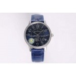 Jaeger Lecoultre Leather Strap 34mm Dial Watch Blue