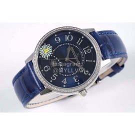 Jaeger Lecoultre Leather Strap 34mm Dial Watch Blue