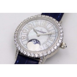Jaeger Lecoultre Diamond Dial Leather Strap Watch Navy